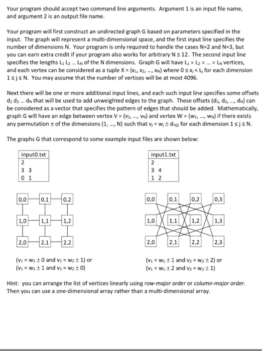  Your program should accept two command line arguments. Argument 1 is