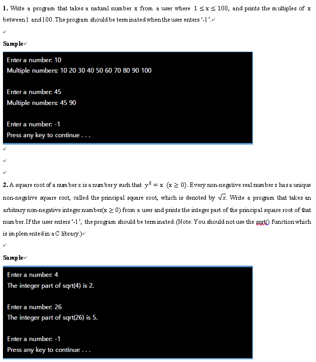 1. write a program that takes a natural number x from