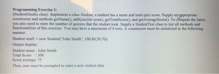  the program must be written in eclipse using java. Programming Exercise