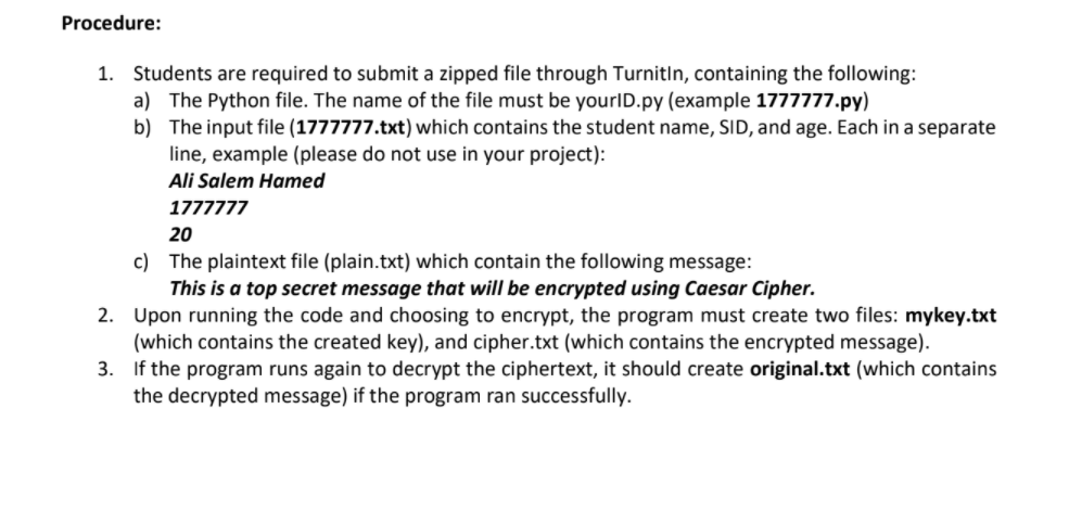 plaintext, he will be asked to enter his ID, which is also