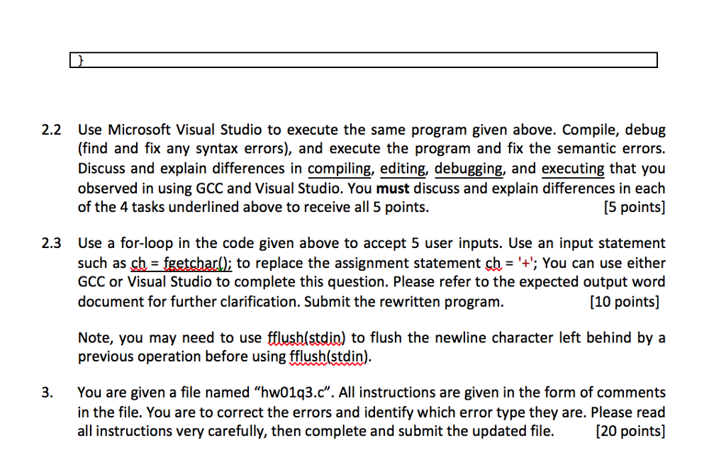 of the operations in each switch case. Submit the corrected program. (10