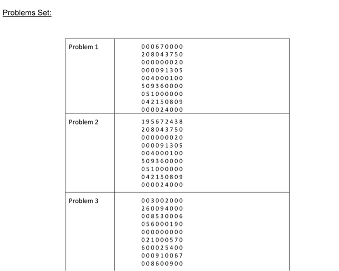 9 X 9 grid consisting of nine rows, nine columns, and nine