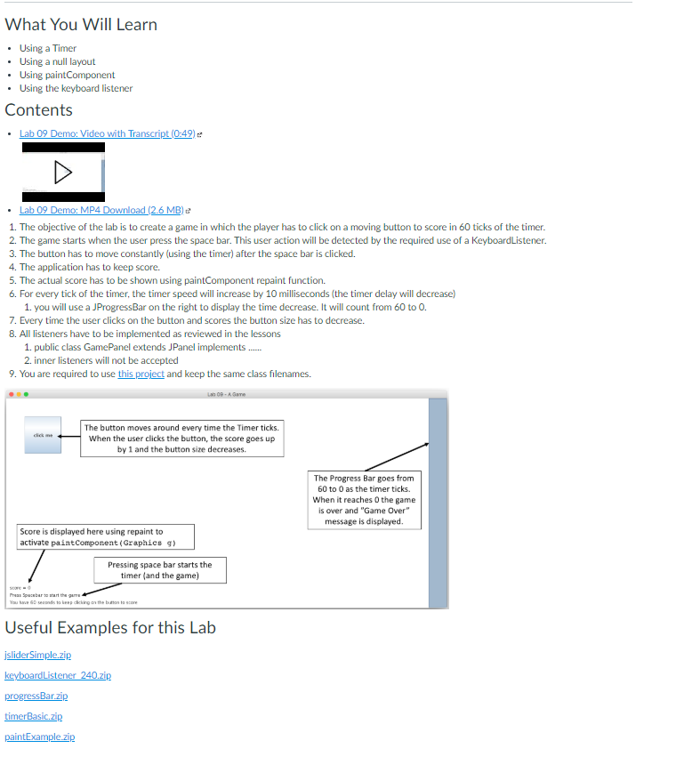 please answer in java. What You Will Learn .Using a Timer .Using