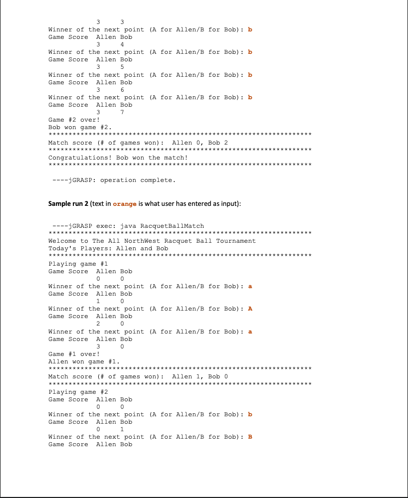 create a program that acts as a score keeper of a racquet