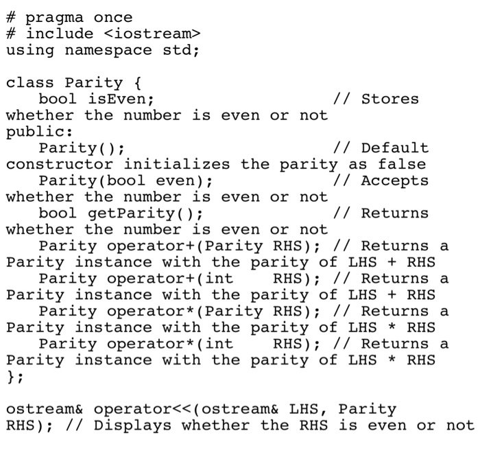 is even or not Parity operator (Parity RHS); Returns a Parity instance