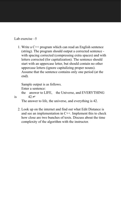  Lab exercise-5 1. Write a C++ program which can read an