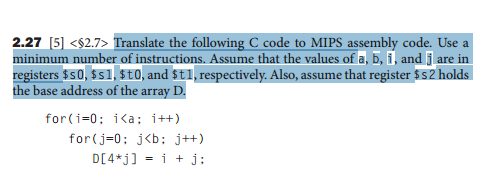  Translate the following C code to MIPS assembly code. Use a