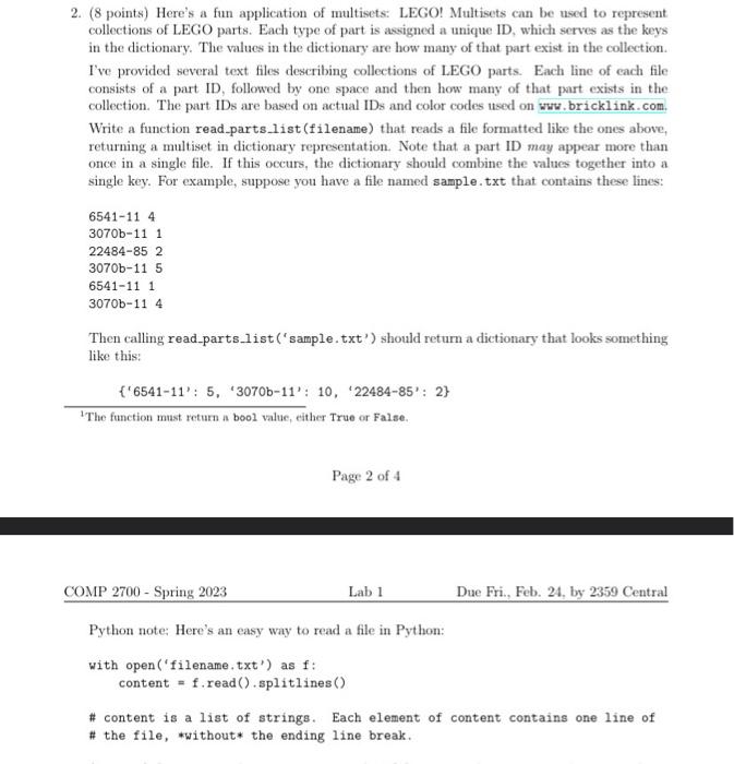 3 def get_missing_parts(goal, inventory): 2. (8 points) Here's a fun application of