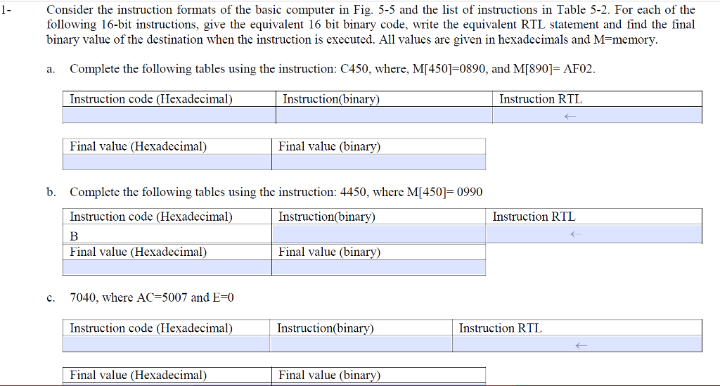  Consider the instruction formats of the basic computer in Fig. 5-5
