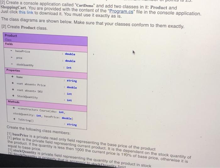  c sharp [2] Create a console application called "CartDemo" and add