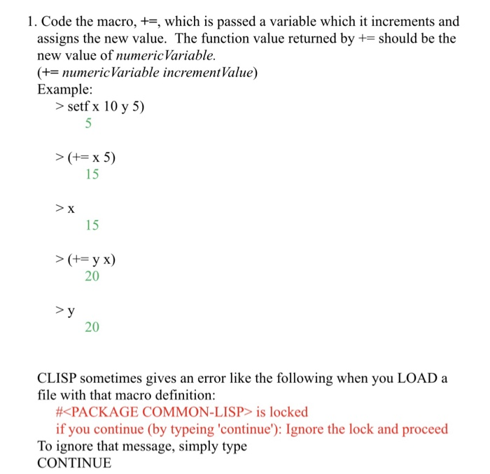  1. Code the macro, +-, which is passed a variable which