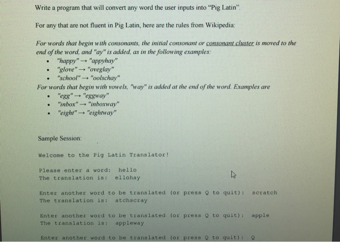  Java programming Write a program that will convert any word the