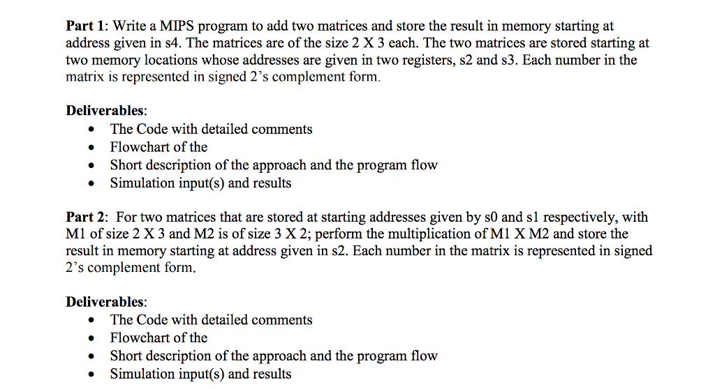  Write a MIPS program to add two matrices and store the