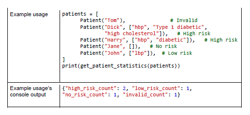 List of Patient class instances. i.e. type list[Patient] The definition of the
