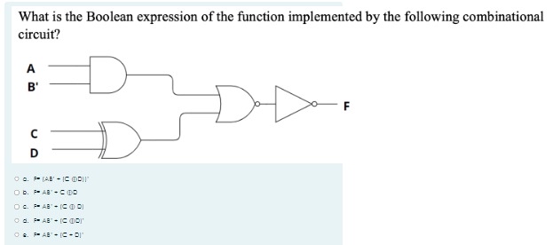  What is the Boolean expression of the function implemented by the
