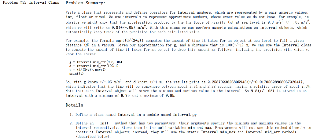 Python class from goody import type_as_str from math import sqrt class Interval:
