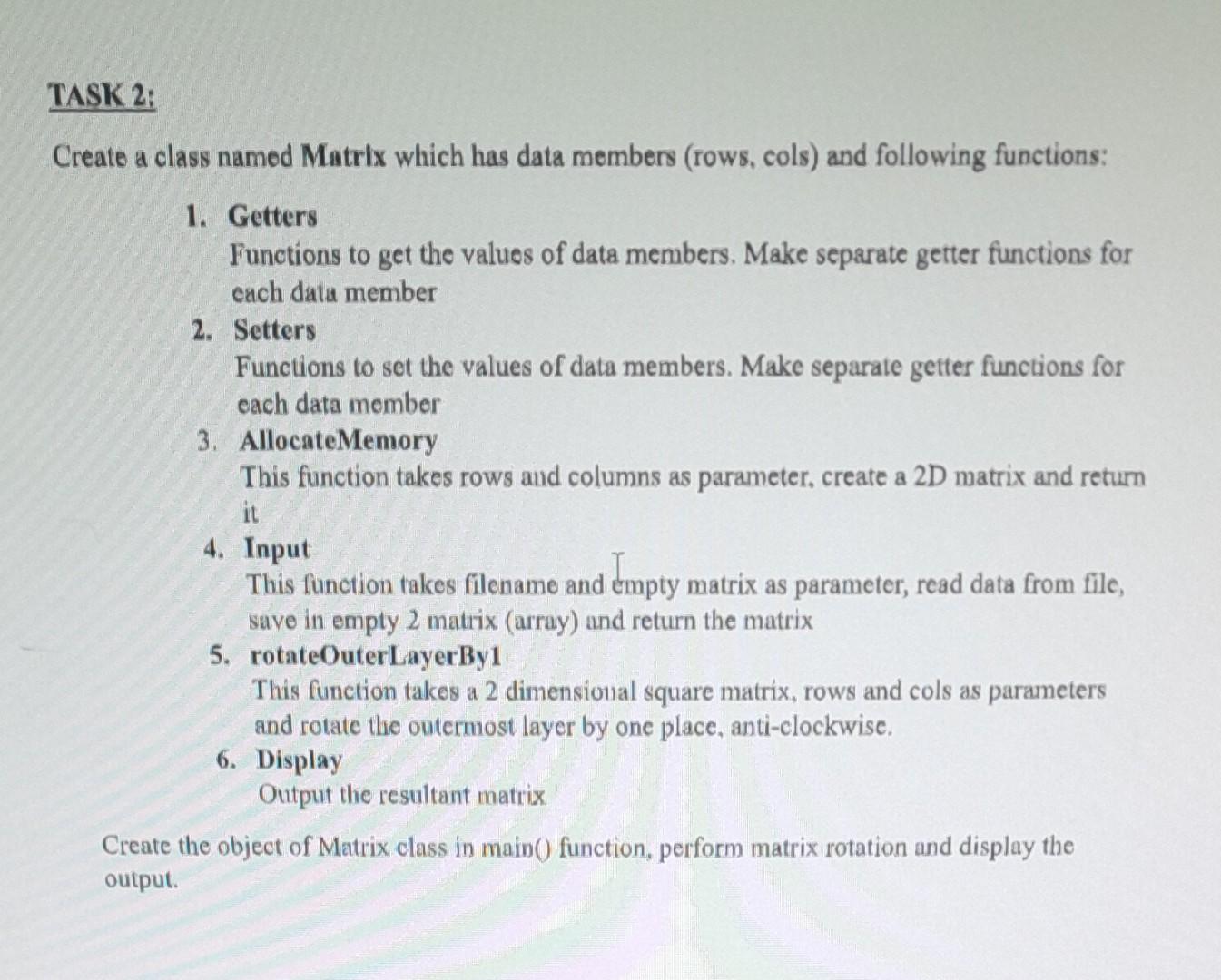  Write the code in C++ ASK 2i reate a class named