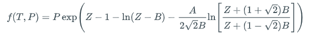 of vapor pressure of a pure liquid substance using a real-gas equation