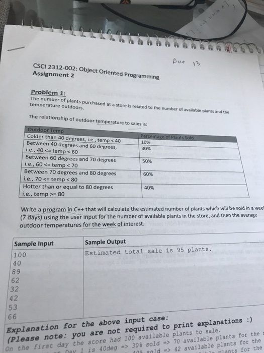  Solve this ? Due 1 CSCI 2312-002: Object Oriented Programming Assignment