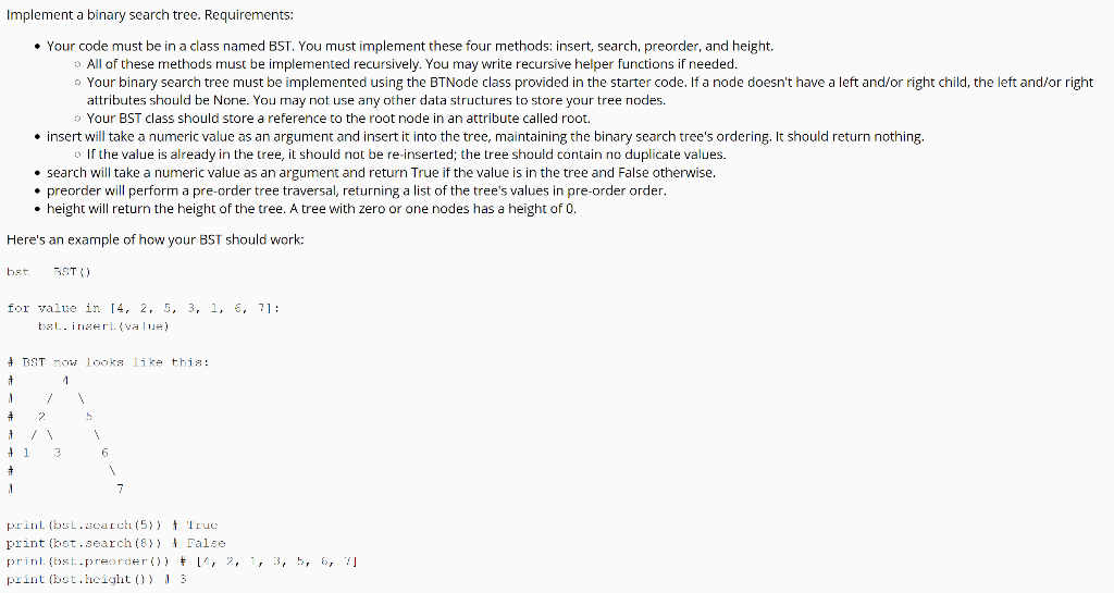  simple please class BTNode: '''Binary Tree Node class - do not