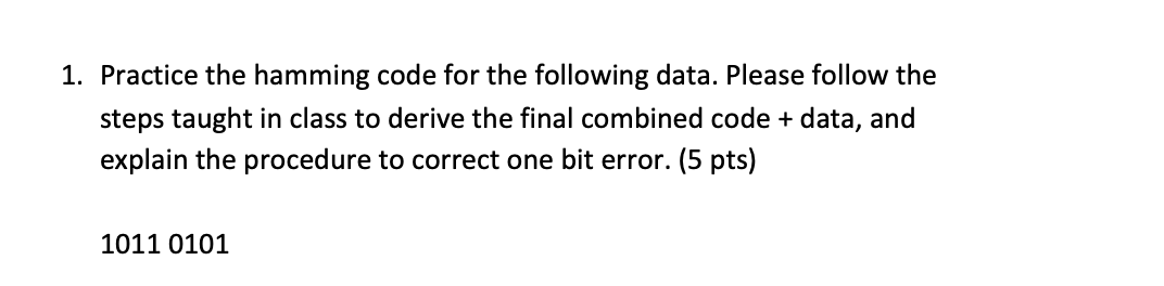  Please look at the image ,Practice the hamming code for the