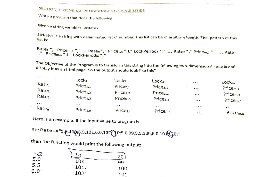 Using javascript. Display the output as an html page SECTION 3: GENERAL
