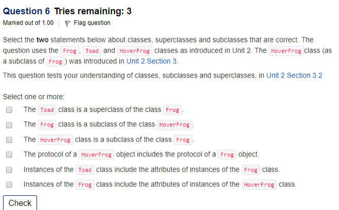 knowledge of Unit 1 Section 3 and Section 6. Select one or