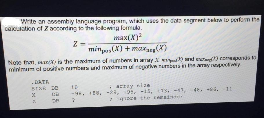 use assembly language 8086 (emu8086) Write an assembly language program, which uses