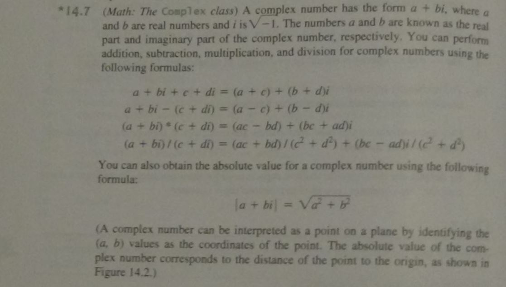 This program is in c++ 14.7 (Math: The complex class) A complex