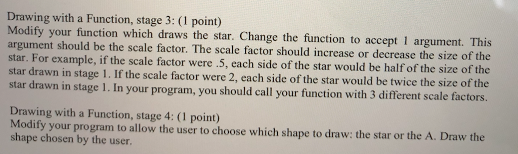 points - robot) Drawing with a Function, stage 1: (1 point) Write