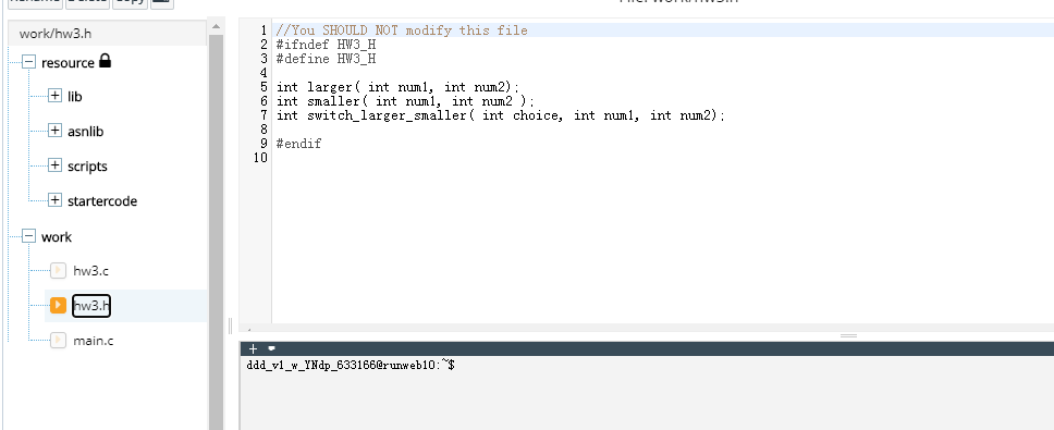 switch statements. Immediately below are the prototypes for the three functions I'd
