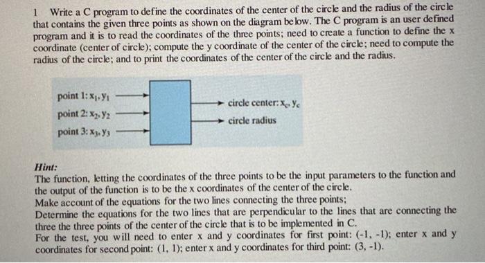  1 Write a C program to define the coordinates of the