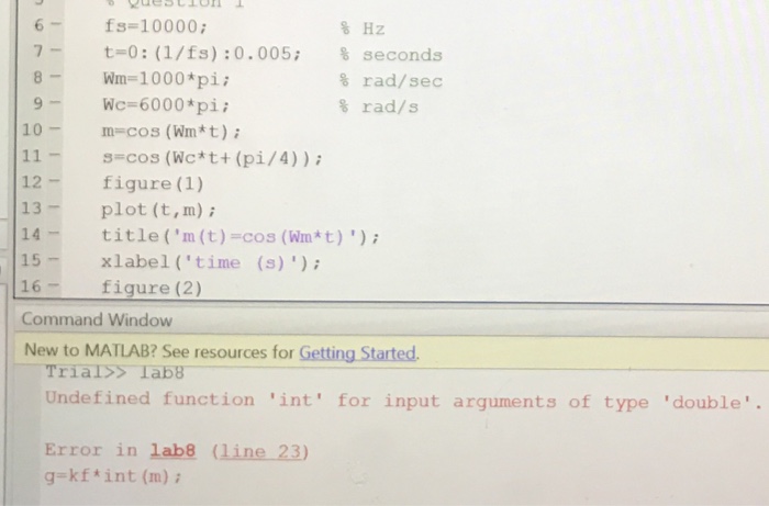  Getting this error, trying to plot an integral in matlab, question