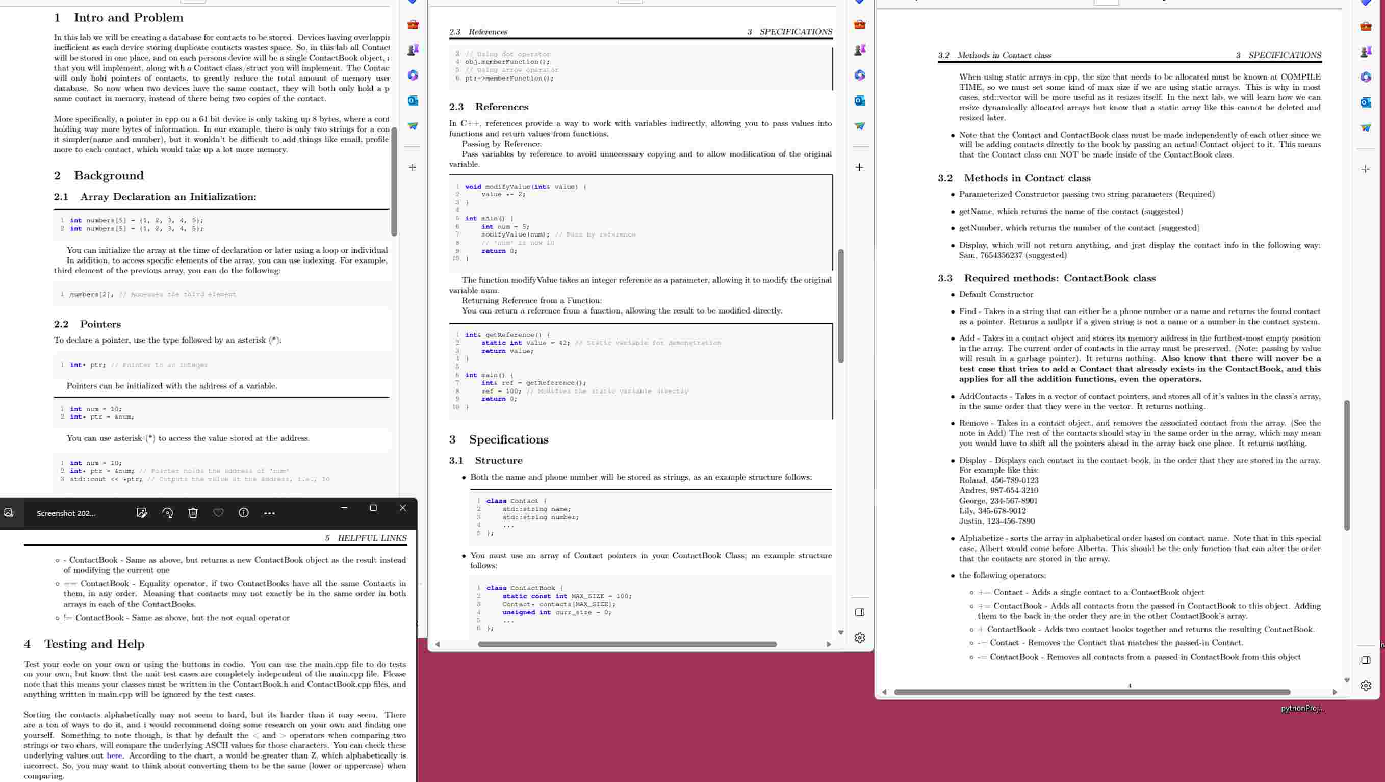  Note: Class must be written using the ContactBook.h and ContactBook.cpp files,