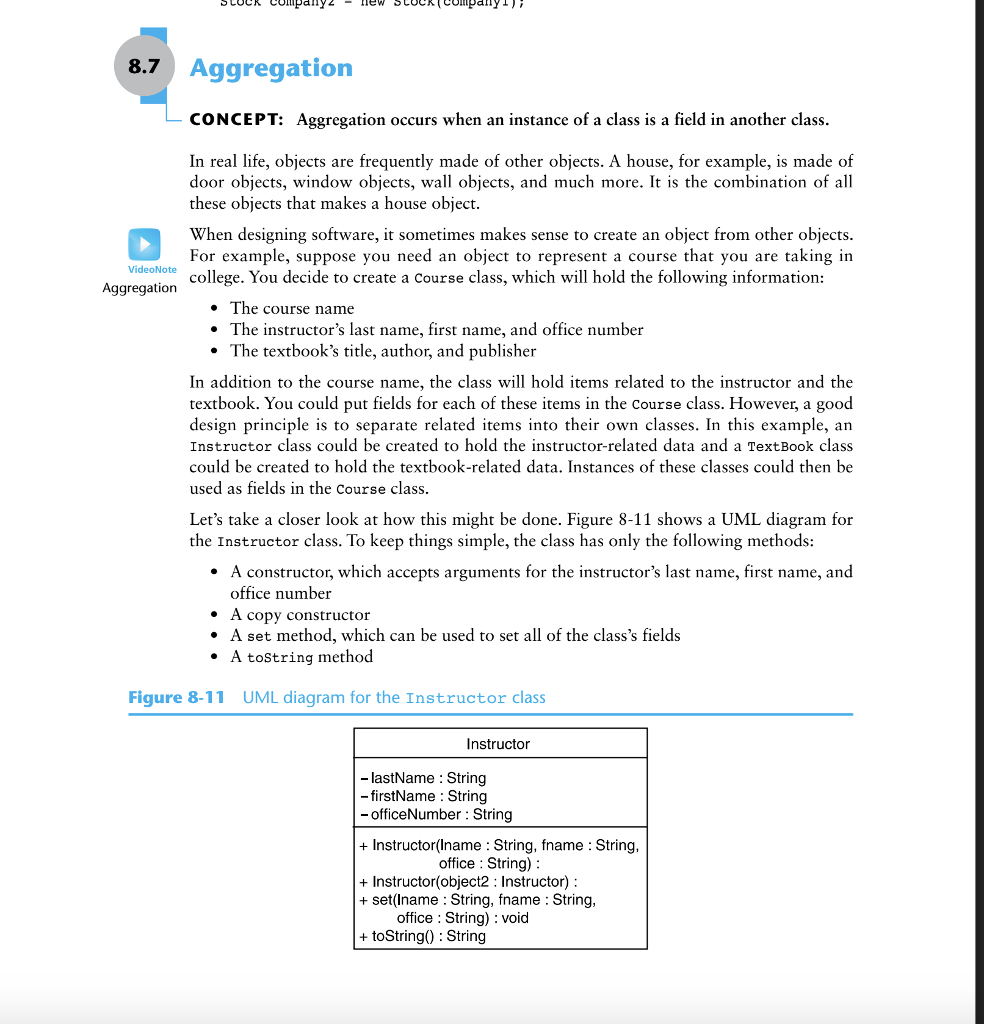 Java Language Aggregation Instructions: Make a code Using Aggregation Following the Example