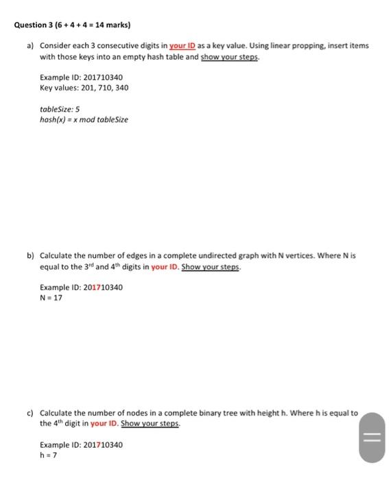  Question 3 (6+4+4 = 14 marks) a) Consider each 3 consecutive