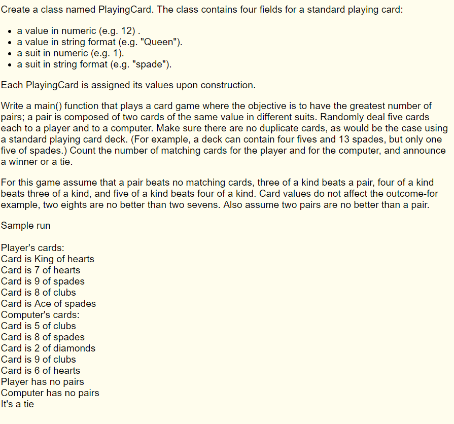 This program draws 5 random cards for the "player". Please edit the