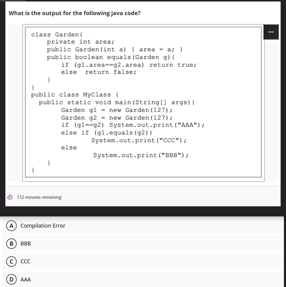  What is the output for the following java code? ... class