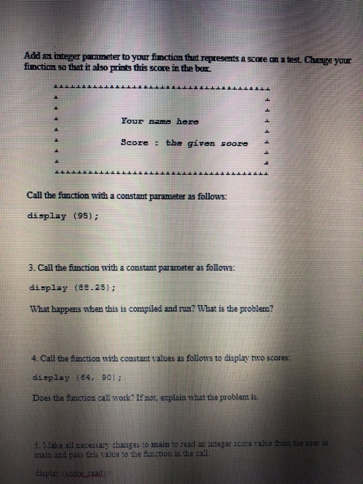 display that prints your name, as shown below. You need to write