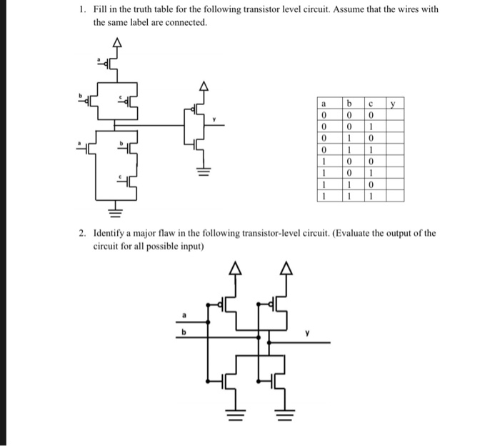  Please show all work 1. Fill in the truth table for