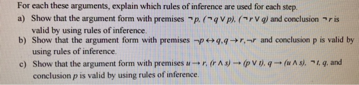  Solve part c please For each these arguments, explain which rules