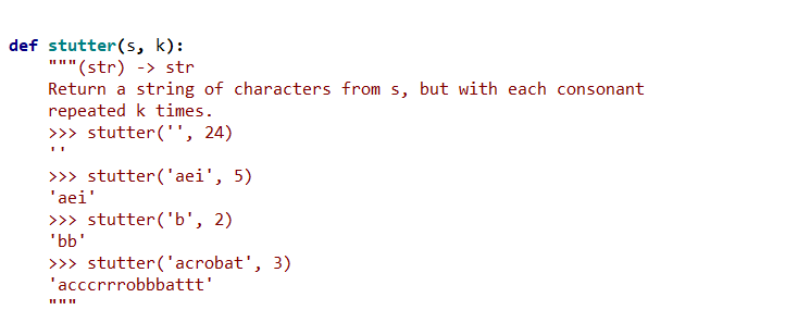 def stutter(s, k): """ (str) -> str Return a string of