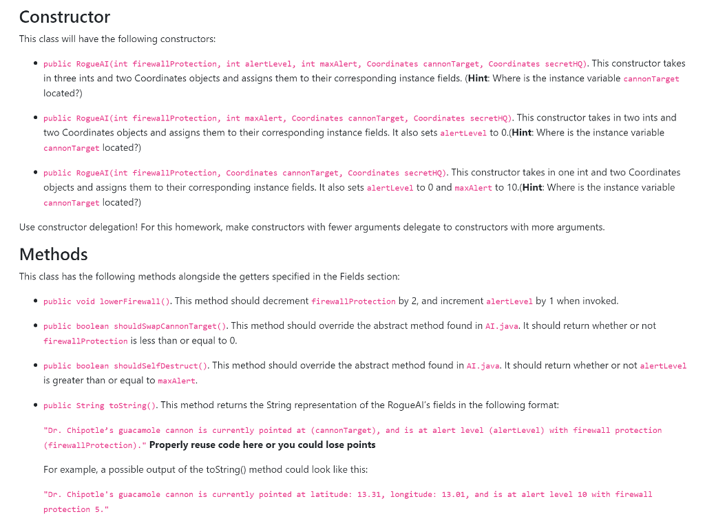 his perilous plan. The Al class and by extension, its subclasses RandomAl