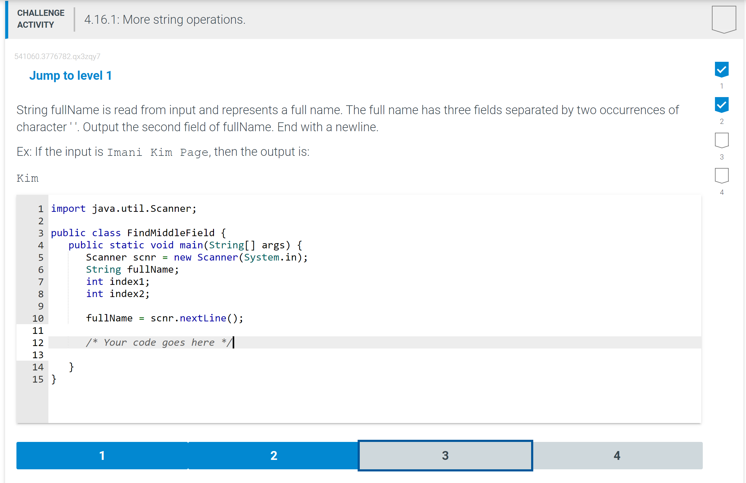  Jump to level 1 String fullName is read from input and