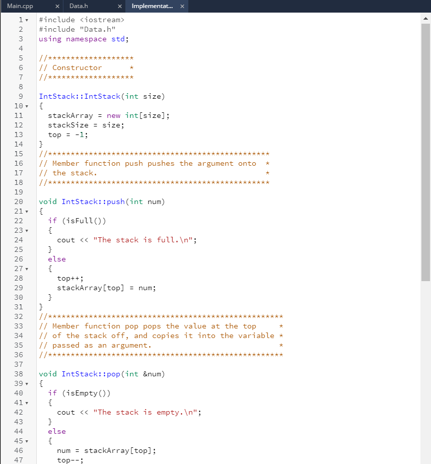 with a driver program. Data.h Implementat... X // This program demonstrates the