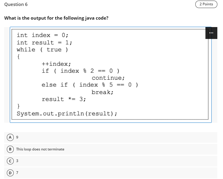 need help fast plz Question 6 2 Points What is the output