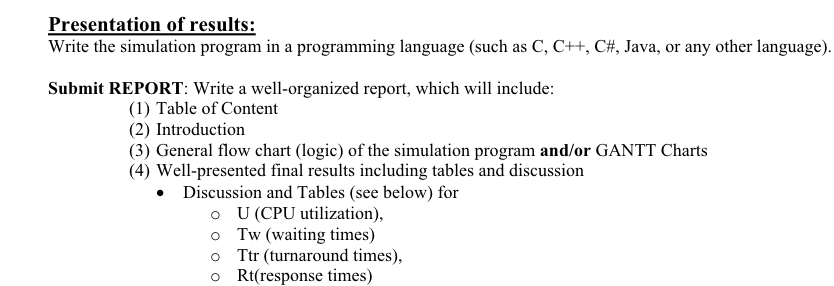 or JAVA MLFQ CPU utilization Avg Waiting time (Tw) Avg Turnaround time