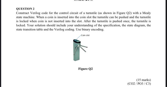 ASAP QUESTION 2 Construct Verilog code for the control circuit of a