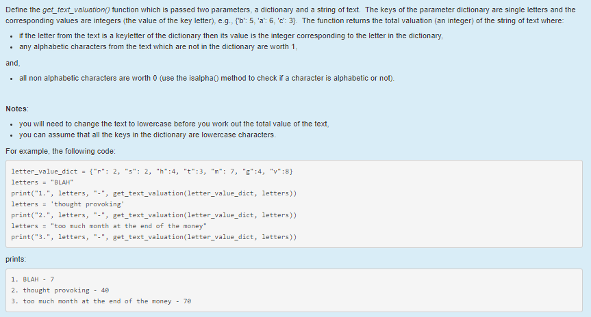  Need to do on python Define the get_text_valuation function which is