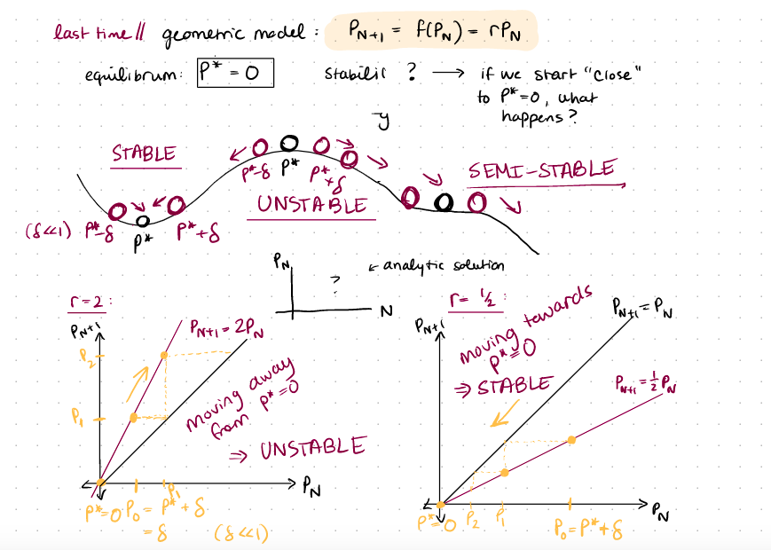 the analytic solution to the geometric growth model (model introduced in lecture